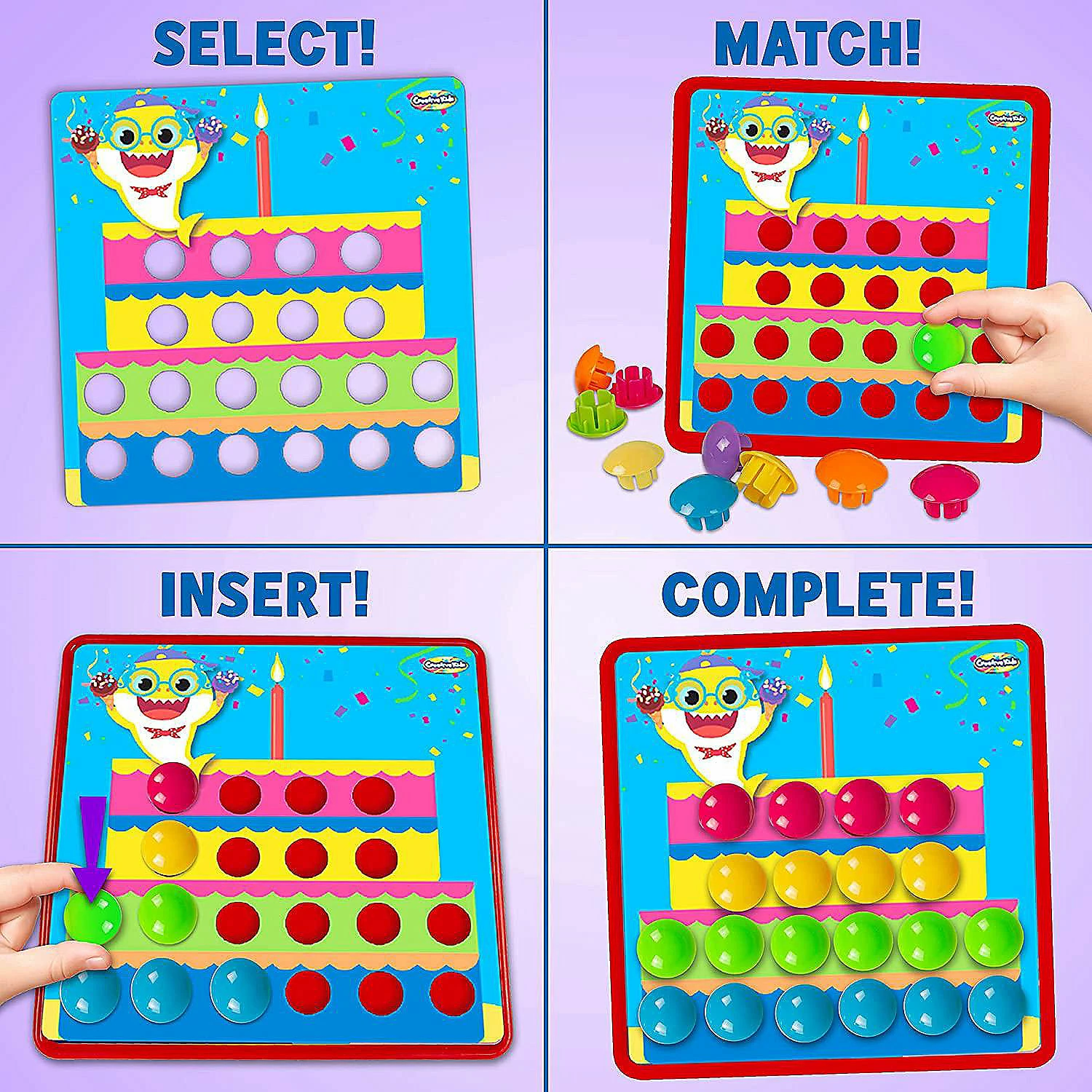 Discount β Baby Shark Button Art - Color Match Pegboard for Kids - 9 Design Cards, Storage Tray Included π 2 Discount β Baby Shark Button Art - Color Match Pegboard for Kids - 9 Design Cards, Storage Tray Included π - Image 2