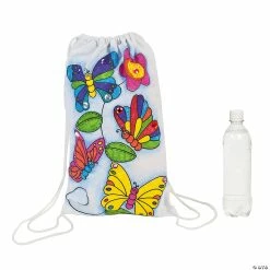 Hot Sale 😉 Color Your Own Medium Butterfly Canvas Drawstring Bags - 12 Pc. ✨