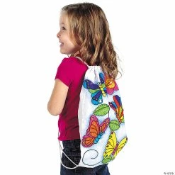 Hot Sale 😉 Color Your Own Medium Butterfly Canvas Drawstring Bags - 12 Pc. ✨ -Curriculum Boredom Busters Sales color your own medium butterfly canvas drawstring bags 12 pc 48 9770 a02
