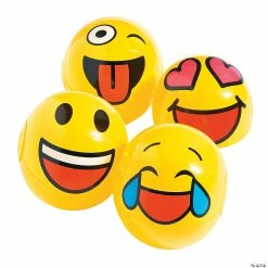 Best Pirce 🥰 Inflatable 5" Emoji Mini Beach Balls - 12 Pc. 🔔