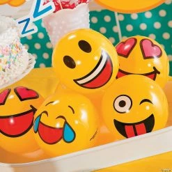 Best Pirce 🥰 Inflatable 5" Emoji Mini Beach Balls - 12 Pc. 🔔 -Curriculum Boredom Busters Sales inflatable 5 emoji mini beach balls 12 pc 13765180 a02