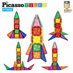 Budget 🎉 PicassoTiles - Mini Diamond 30pc Rocket Set PTM30 😉