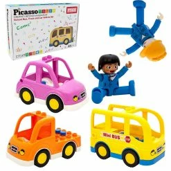Best Pirce ⌛ PicassoTiles - People Character Figure Set 3 Cars PTA05 🛒