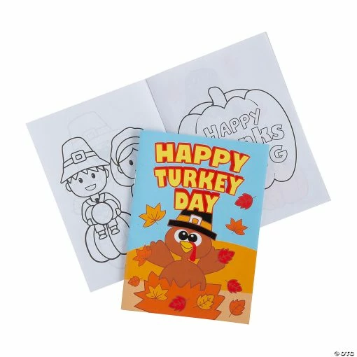 Cheap 🥰 Thanksgiving Coloring Books with Stickers - 12 Pc. 😀 -Curriculum Boredom Busters Sales thanksgiving coloring books with stickers 12 pc 13982419